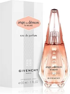 A product shot of a perfume bottle and its packaging.