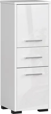 Produktbild von 3xEliving KORALIA D2SZ1 Hochschrank, Badezimmerschrank in weiß/weiß Hochglanz 85x30x30