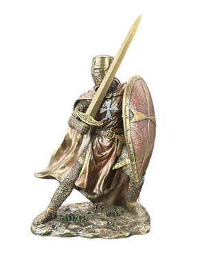 Produktbild von Templer Ritter Figur mit Schwert Schild Bronzeoptik Veronese Skulptur Deko Sammler Geschenk WU78373A4