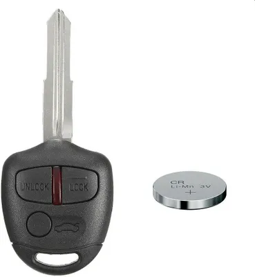 Produktbild von Auto Schlüssel Funk Fernbedienung 1x Gehäuse 3 Tasten + 1x Rohling MIT11R + 1x CR1616 Batterie kompatibel mit Mitsubishi