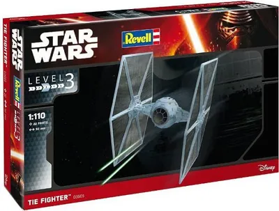Immagine prodotto di Revell model kit Star Wars TIE Fighter in scala 1:110 - Livello 3 - riproduzione fedele con molti dettagli - facile da incollare e dipingere - 03605 (MR-3605)