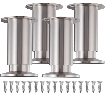 Möbelfüße Metall 20 cm, 4er-Set, Tischbeine mit Montageplatten