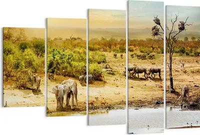 Produktbild von Bild auf Leinwand - Leinwandbild - Safari Tiere - 150x100cm - Wand Bild - Wanddeko - Wandbilder - Leinwanddruck - Bilder - Kunstdruck - Wanddekoration - Leinwand bilder - Wandkunst - EG150x100-3880