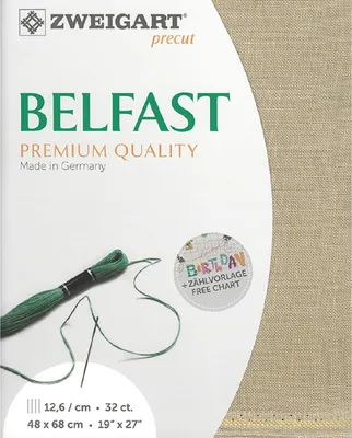 Obrázek produktu pro Počítací látka BELFAST Zweigart Precut 32 ct. 3609 barva 309 cappuccino, vyšívací látka ze 100% lnu pro vyšívání 48x68 cm