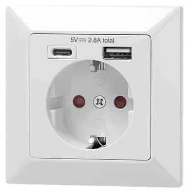 Zdjęcie produktu dla Gniazdo USB podtynkowe białe orno 1XUSB a c 5V 2
