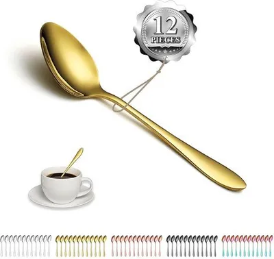 Obrázok produktu pre Sada 12 zlatých čajových lyžičiek Ibenzoa® – vyrobené z nerezovej ocele s titánovým povrchom, dĺžka 14 cm, ideálne ako lyžičky na kávu, čaj, latte a dezerty, vhodné do umývačky riadu