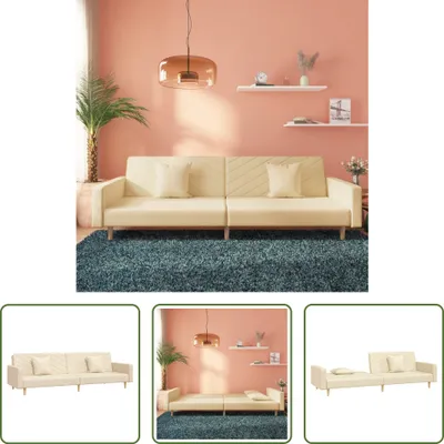 Produktbild von The Living Store Schlafsofa 2-Sitzer mit 2 Kissen Creme Stoff