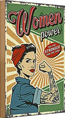Produktbild von Holzschild Retro 20x30cm Pinup women power Girl stronger