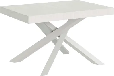 Produktbild von Ausziehbarer Tisch 90x120/380 cm Volantis Premium weiße Esche, weißes Gestell