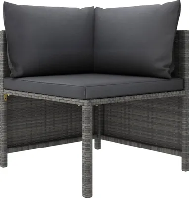 Produktbild von vidaXL 3-Sitzer-Gartensofa mit Kissen Grau Poly Rattan
