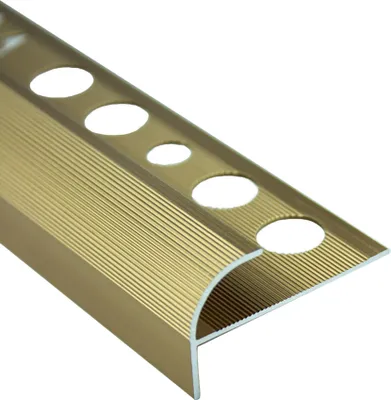Produktbild von Alu Stufenprofil Fliesenschiene Profil Treppe Schiene matt L90cm H10mm gold