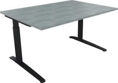 Produktbild von Schreibtisch Kufe Einzels. Quadrat B1400xT1000xH650-850 an/Beton hell
