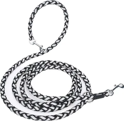 Produktbild von Hundeleine mit reflektierenden Streifen - Führleine für Hunde - Nylon Doppelleine mit 2 Karabiner - 2,5m verstellbar für kleine mittelgroße Hunde