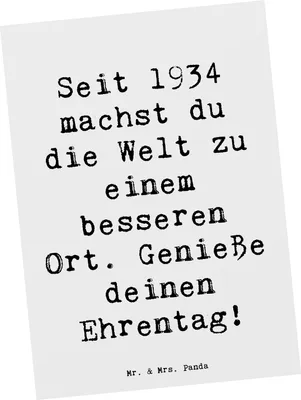 Produktbild von Mr. & Mrs. Panda Postkarte Spruch 1934 Geburtstag - Weiß - Geschenk, Ehrentag, Geburtstagsgeschenk, Ansichtskarten, Grußkarte, Happy Birthday, Freude, Alter, Geburtsjahr