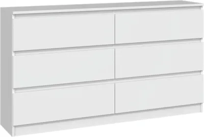 Productafbeelding van VBChome Kommode met 6 lades, 140 x 40 x 77 cm, wit. Ladekast zonder handgrepen, multifunctionele kast voor hal, slaapkamer, woonkamer, kinderkamer. Modern design