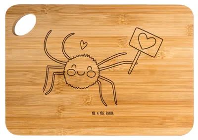 Produktbild von Mr. & Mrs. Panda Holzbrett Spinne Agathe Motivation - Transparent - Geschenk, Brett, Küchenbrett, Glück, Dankeschön, holzschneidebrett, Hackbrett, Liebe, Vertrauen