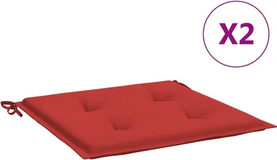 A red cushion is shown on a white background.