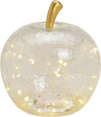 Productafbeelding van Appel met 30 LED lichten & timer deco glazen - Decoratieve figuur decolicht woondecoratie transparant