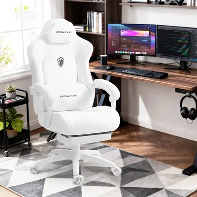 Image de Siège de bureau ergonomique - Siège de gaming - Siège de bureau - Siège de travail - Fauteuil pivotant - Blanc