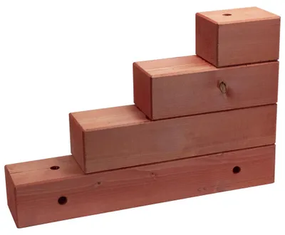 Obrázok produktu pre Dönges lešenie drevené EGS, červený glazovaný schodový blok 40 x 12 x 60 cm