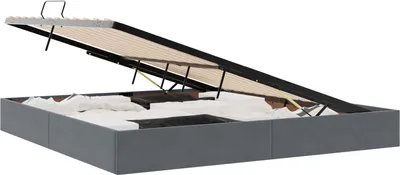 Zdjęcie produktu dla Rama łóżka z pojemnikiem vidaXL, kolor ciemnoszary, 200 x 200 cm, aksamit