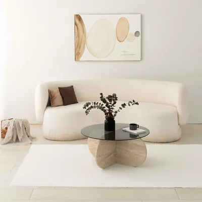 Produktbild von Skye Decor, Bubble - Fume, Couchtische, Travertin, Glas, 75 x 35 x 75 cm