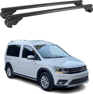 Image de Barres de toit Transversales pour VW Caddy 2015-2020 Aluminium Noir