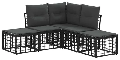 Produktbild von vidaXL Outdoor-Sofagarnitur Schwarz Polyester