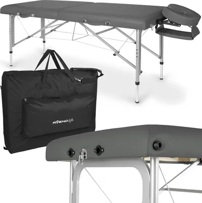 Produktbild von Habys Massageliege Altus | Klappbar Mobile Tragebares Höhenverstellbar | Massagetisch Massagebank | Aluminiumrahmen Grau | 184 x 71 cm Grau