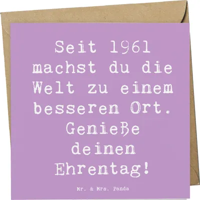 Produktbild von Mr. & Mrs. Panda Klappkarte Spruch 1961 Geburtstag Freuden - Lavendeltraum - Geschenk, Grußkarte, Glückwunschkarte, Geburtsjahr, Geburtstagsgeschenk, Alter, Wertschätzung