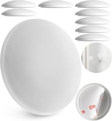 Zdjęcie produktu dla Zderzak drzwi Ochrona ścian, Zestaw 10, Ø 40 mm, Biały, Samoprzylepny, Do uchwytów drzwiowych