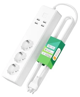 meross Smart WLAN Steckdosenleiste mit 3 AC Steckdosen und 4 USB Ports, Alexa un – Produktbild 1