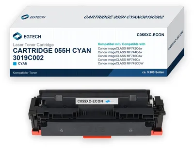 Produktbild von Toner kompatibel mit Canon Cartridge 055H Cyan Cyan imageCLASS MF742Cdw MF744Cdw