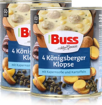 Produktbild von Buss 4 Königsberger Klopse mit Karpernsoße 800g - Fertiggericht (2er Pack)