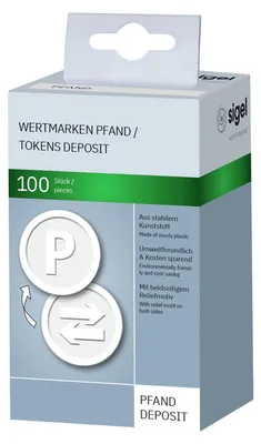 Produktbild von SIGEL WM010 Wertmarken Pfand, weiß, Ø 25 mm, 100 Stück