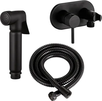 Produktbild von Design WC/Bidet Handbrause Komplettset mit Unterputz Mischer in Schwarz Matt