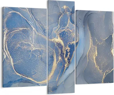 Produktbild von Bild auf Leinwand - Leinwandbild - 3 Teile - Gold Blau Farbe - 95x80cm - Wand Bild - Wanddeko - Wandbilder - Leinwanddruck - Bilder - Wanddekoration - Leinwand bilder - Wandbild - CB95x80-5029