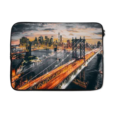 Produktbild von MuchoWow® Laptop Hülle 14 ZollNew York - Sonnenuntergang - Orange Laptoptasche - Laptoptasche - Stoßsicher - Schutzhaube