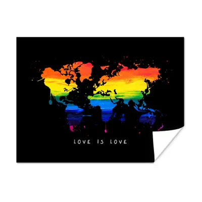 Produktbild von MuchoWow® Poster Weltkarte - Regenbogen - Liebe 120x90 cm - Wandbild