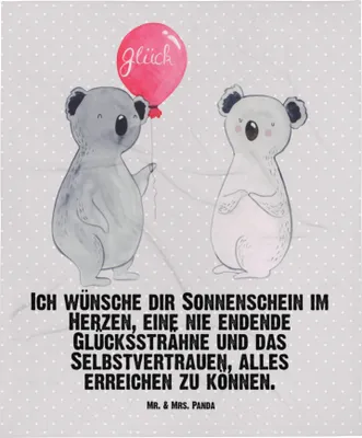 Produktbild von Mr. & Mrs. Panda Fleecedecke Koala Luftballon - Grau Pastell - Geschenk, Schmusedecke, Babydecke, Schlummerdecke, Geburtstag, Party, Plaid, Erstlingsdecke