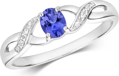 Produktbild von Funkelndes Feuer Eleganter 9 Karat (375) Weißgold Diamant Damenring Brillant-Schliff H - PK mit Tansanit, 54 (17.2); TRS35650RSN