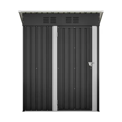 Produktbild von Geräteschuppen Gartenhaus Gerätehaus Metall Lagerschuppen XL Fundament mit Pultdach 1m³ Schwarz