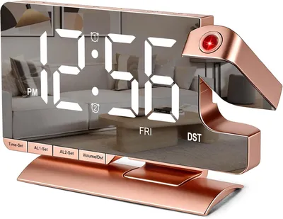 Obrázek produktu pro Digitální budík s projekcí, 7,3palcový LED zrcadlový displej, projektor s možností otáčení o 180°, duální budík, odložená budíčka, 6 úrovní jasu, 5 úrovní hlasitosti, USB-C