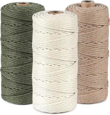 Produktbild von Famanu Set von 3 Macramégarnen - 3 mm x 100 m - Ideal für DIY-Projekte