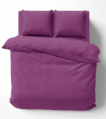 Produktbild von 3 tlg Bettwäsche-Set 240x220 cm Uni lila Doppelbett Bettbezug Renforcé Baumwolle
