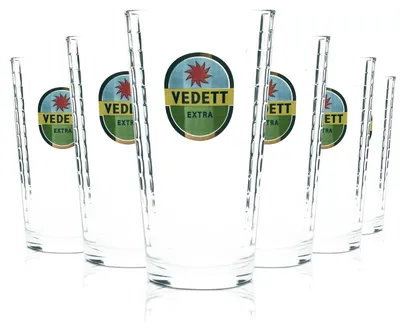 Produktbild von 6x Vedett Bier Glas 0,33l Becher "Extra" Relief Gläser Beer Belgium Craft Pils 33cl