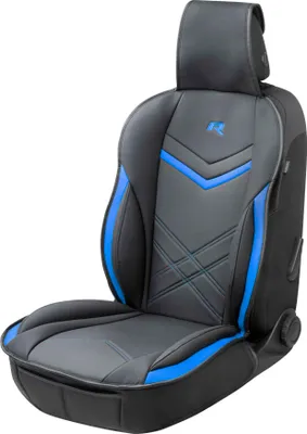 Produktbild von WALSER Sitzauflage Auto Rey, Sitzschoner Auto schwarz/blau, Universal Auto Sitzauflagen, Autositzauflage Vordersitze, Sitzbezug Auto Vordersitze, Sitzkissen Auto Sportlook, Sitzbezüge Auto für PKW/LKW