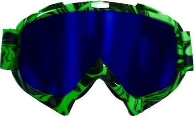 Produktbild von Motocross Brille hellgrün mit blauem Glas : Blau Farbe: Blau