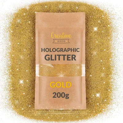 Productafbeelding van Creative Deco Glitter 200g Goud, Ultrafijne 0,2mm, Holografische Gouden
