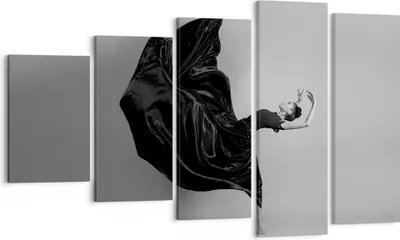 Produktbild von Bild auf Leinwand - Leinwandbild - 5 Teile - Tanz Schwarz Kleid - 100x60cm - Wand Bild - Wanddeko - Wandbilder - Leinwanddruck - Bilder - Wanddekoration - Leinwand bilder - Wandbild - EG100x60-4869